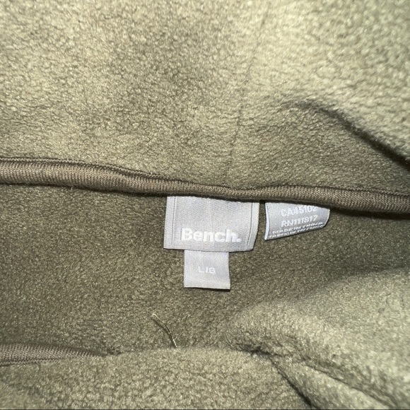 Olive Green Bench Fleece Zip Up Wrap Neck Sweater - Picture 3 of 3